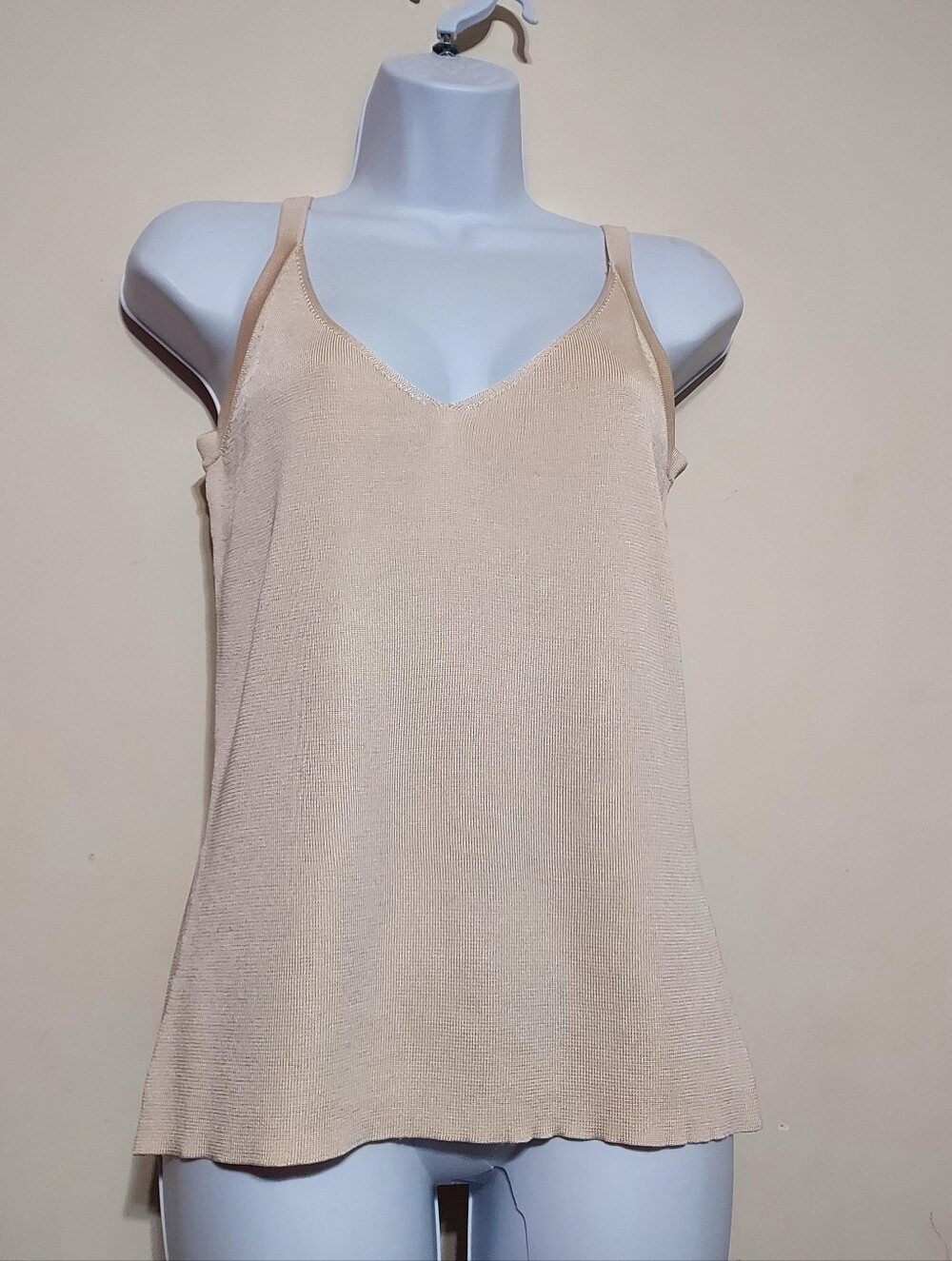 Dana Buchman Cream Knit Casual Stretch V-Neck Cami Sz-L